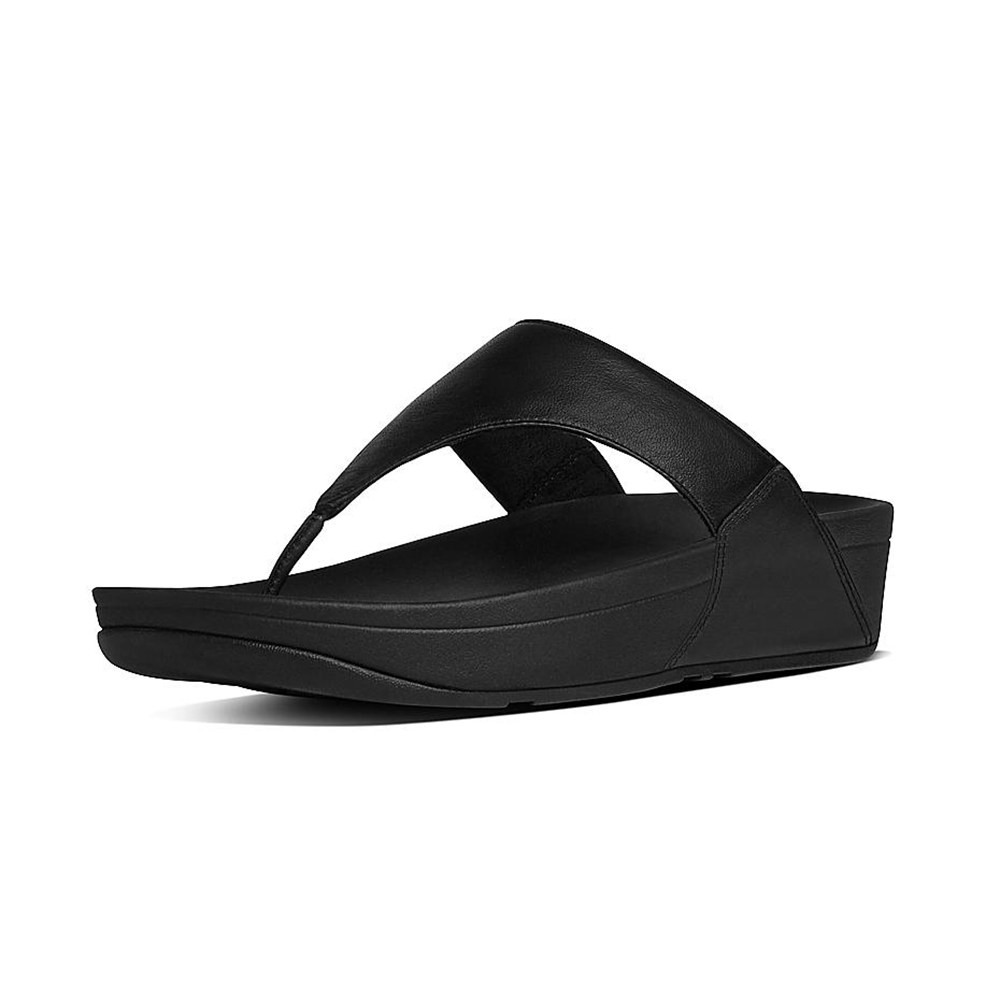 Fitflop Womens Sandals Black - Lulu Leather Toe-post - 42XDMGCWP